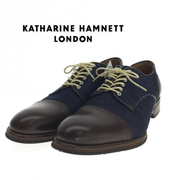 TK 新品近 キャサリンハムネット KATHARINE HAMNETT LONDON デニム レザーシューズ