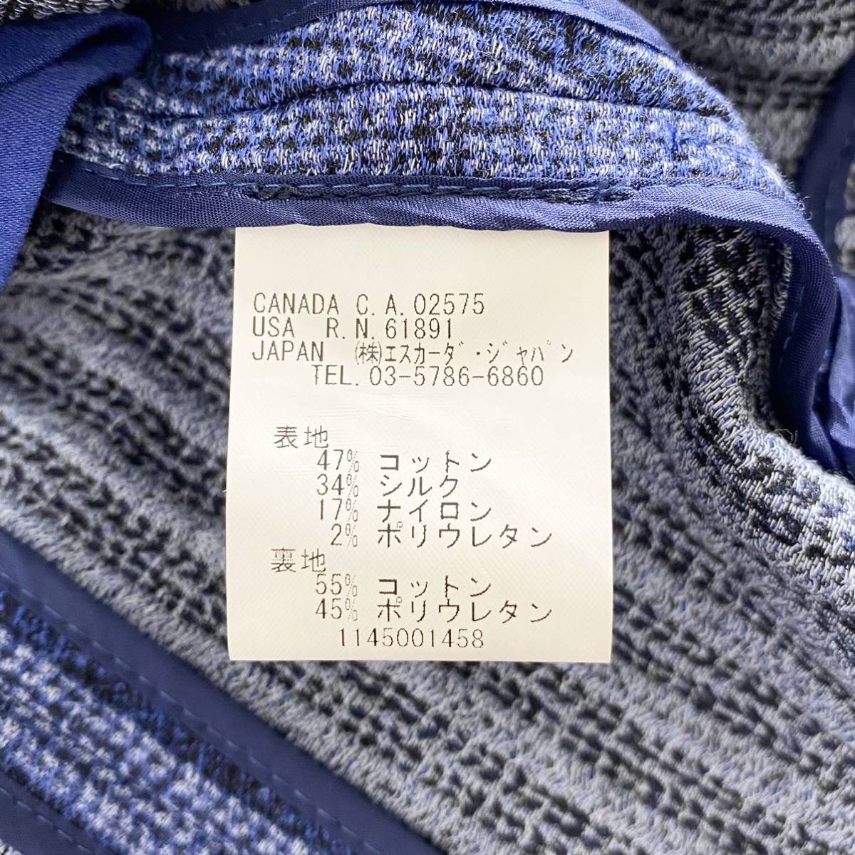 48il2《美品》ESCADA エスカーダ ストライプ1Bサマーテーラードジャケット サイズ40 ブルー レディース ブレザー 羽織 上着 シルク混_画像9