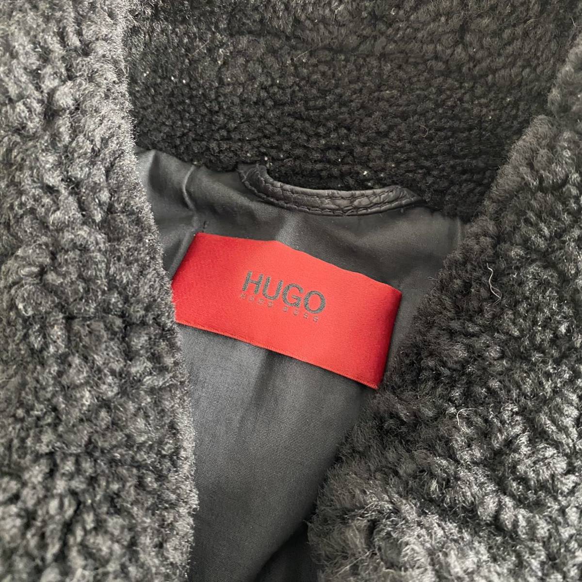 052i12 HUGO BOSS Hugo Boss Ram × Buffalo leather jacket size S black men's outer autumn winter sheep leather water cow leather leather