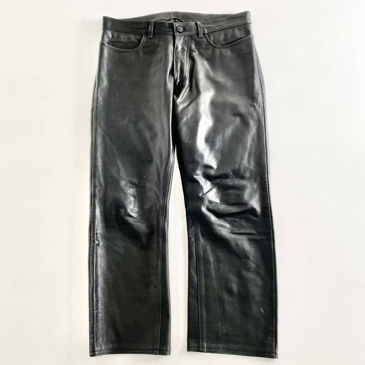 53i12 QUAI DE VALMY ケドゥヴァルミ クロコ切替レザーパンツ サイズ42 ブラック メンズ 革パン ボトムス leather pants フランス製