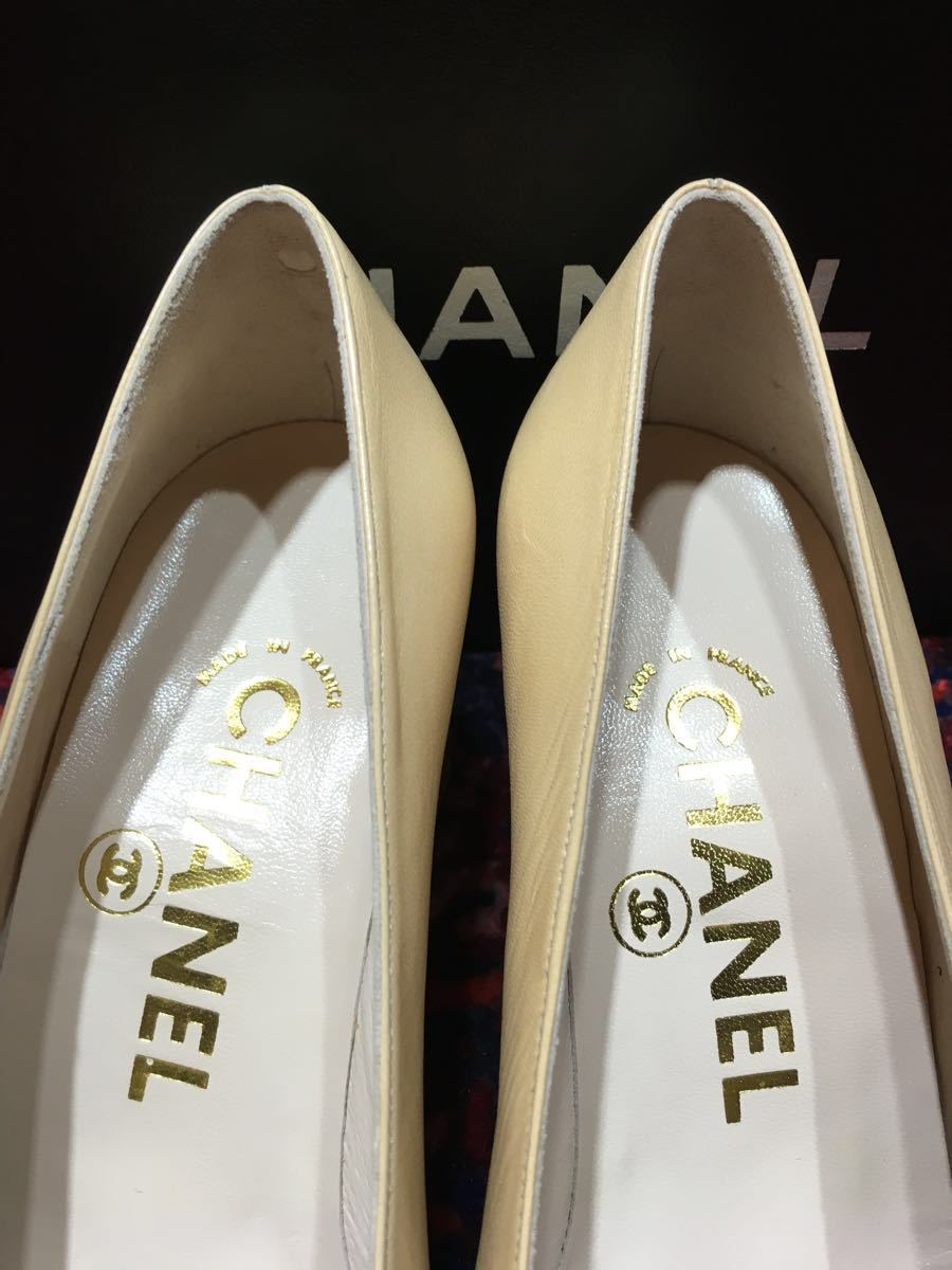 新品未使用箱付CHANEL COCO MARC BICOLOR LEATHER HEEL PUMPS MADE IN ITALY/シャネルココマークバイカラーレザーヒールパンプス_画像9