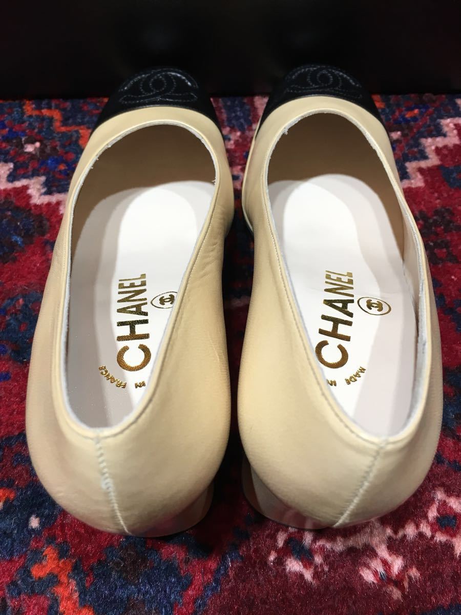 新品未使用箱付CHANEL COCO MARC BICOLOR LEATHER HEEL PUMPS MADE IN ITALY/シャネルココマークバイカラーレザーヒールパンプス_画像8