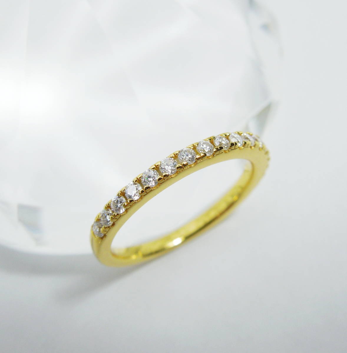 約8.25号 K18GP ゴールド モアサナイト ハーフエタニティリング 指輪 モアッサナイト 新品 未使用 silver925 シルバー 人工ダイヤモンド_画像8