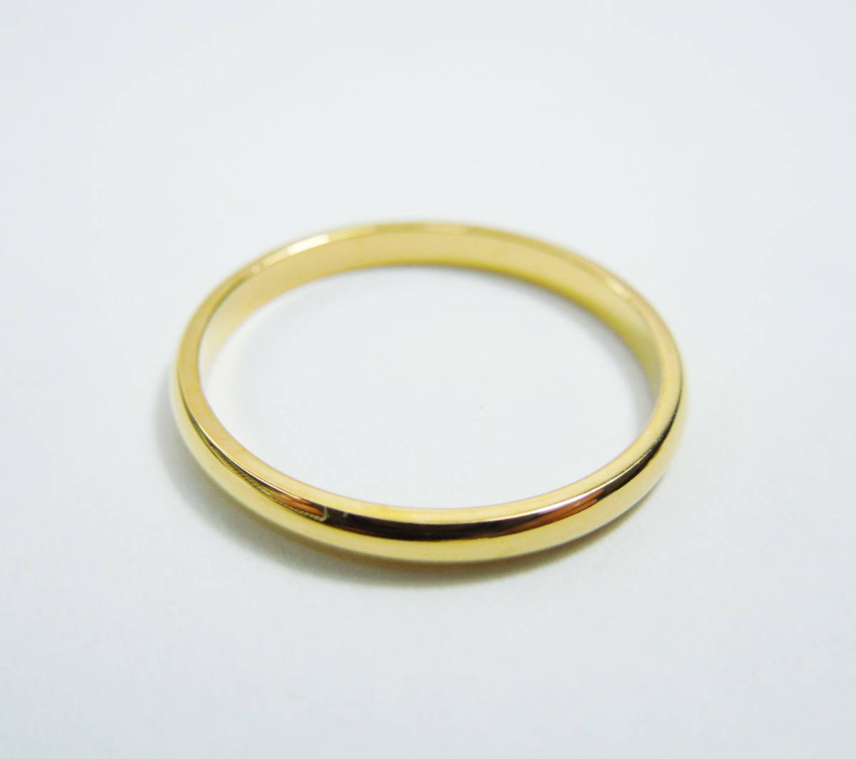 約11号 2mm幅 ゴールドカラー ステンレス製 外甲丸リング ステンレス 指輪 細め 色 ゴールド リング　金属アレルギー対策