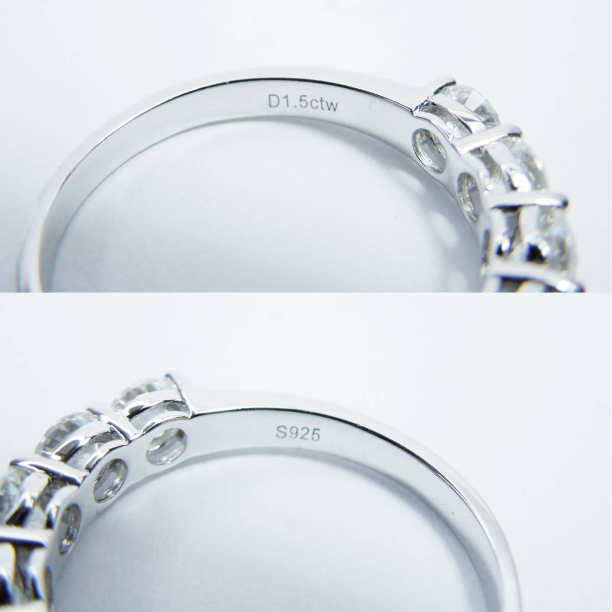 約7号 3EX モアサナイト 1.5ctw ファイブストーンリング 指輪 5石 モアッサナイト 新品 未使用 シルバー silver925 5石リング