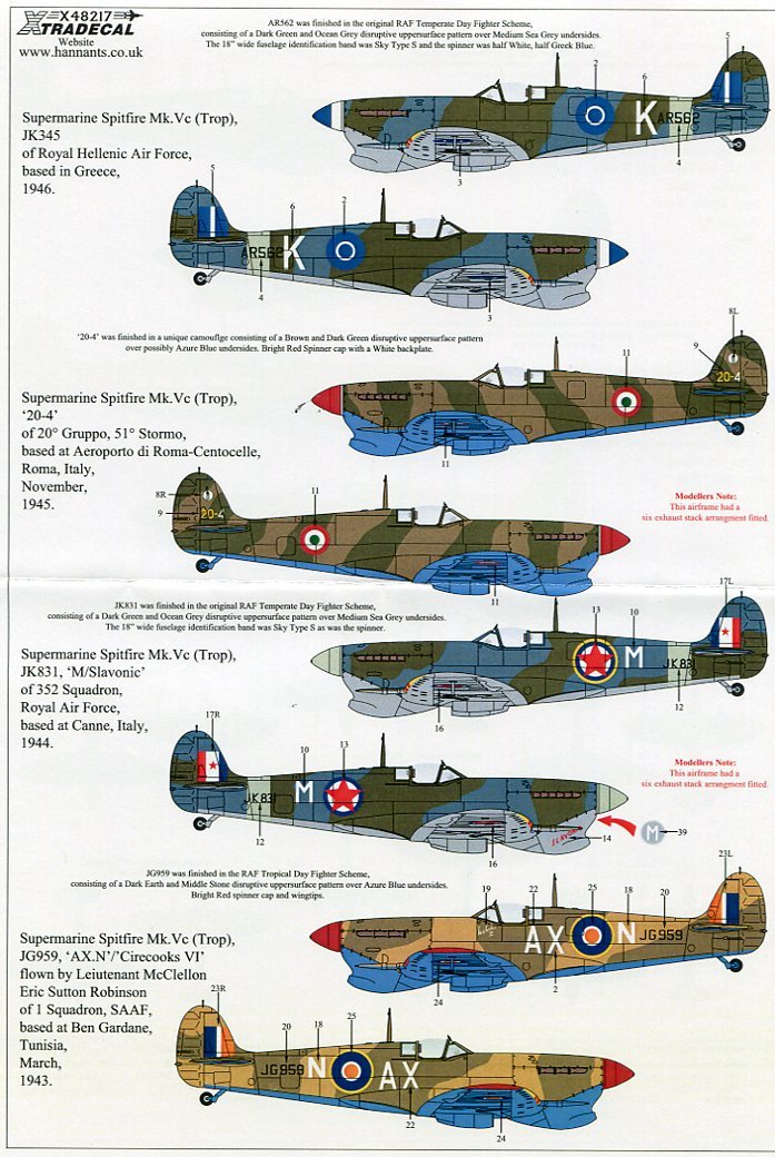 1/48 エクストラデカール スピットファイア Mk.Ｖc 海外使用機の画像2