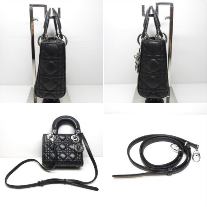  Christian Dior 2WAY handbag reti Dior kana -ju leather black 