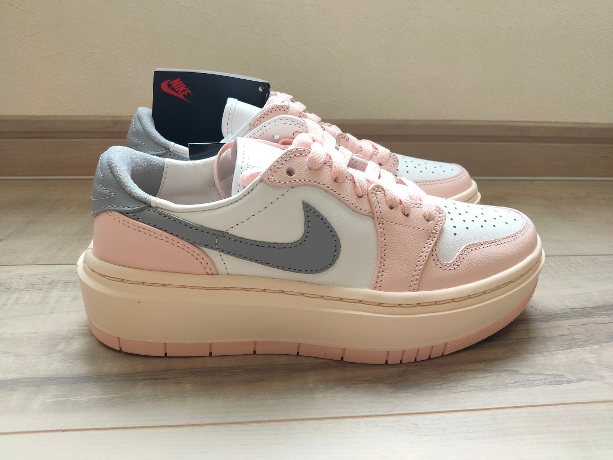 24.5cm 新品 NIKE WMNS AIR JORDAN 1 LOW ELEVATE ナイキ エアジョーダン 1 ロー エレベート ローカット エア ジョーダン グレー ピンク_画像2