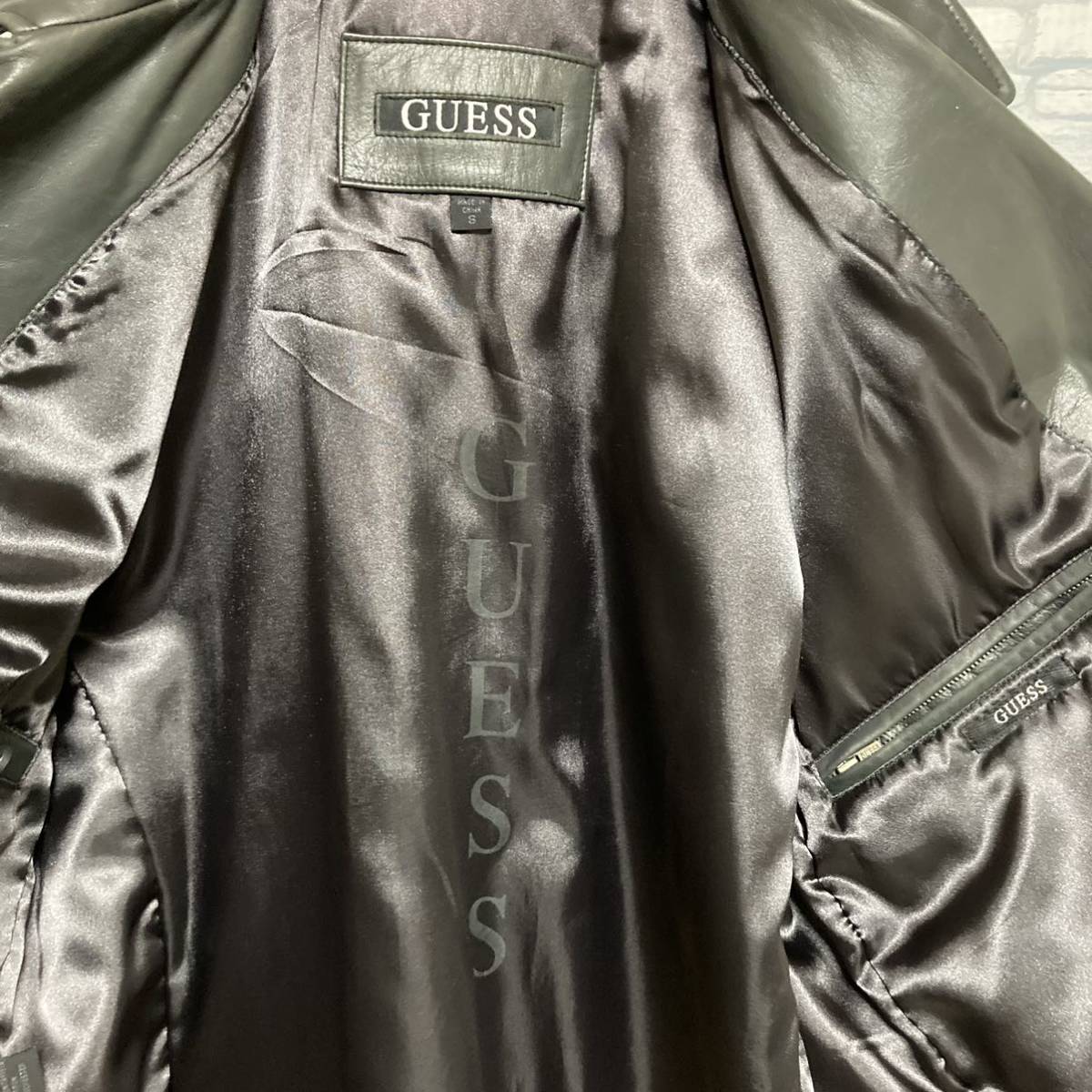 GUESS leather jacketレザージャケットオーバーサイズS XL-
