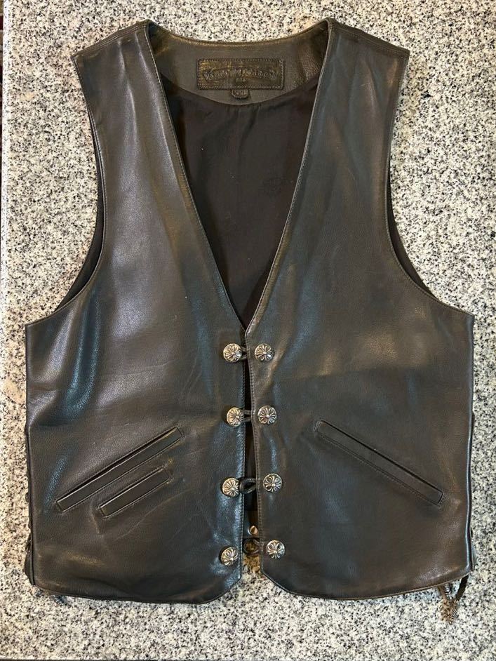 CHROME HEARTS クロムハーツ ビンテージレザーベスト 山羊革 XXL CHROME HEARTS クロムハーツ ビンテージレザーベスト 山羊革 XXL