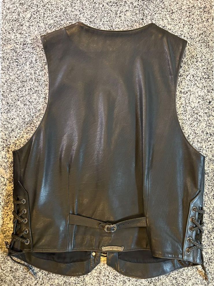 CHROME HEARTS クロムハーツ ビンテージレザーベスト 山羊革 XXL CHROME HEARTS クロムハーツ ビンテージレザーベスト 山羊革 XXL