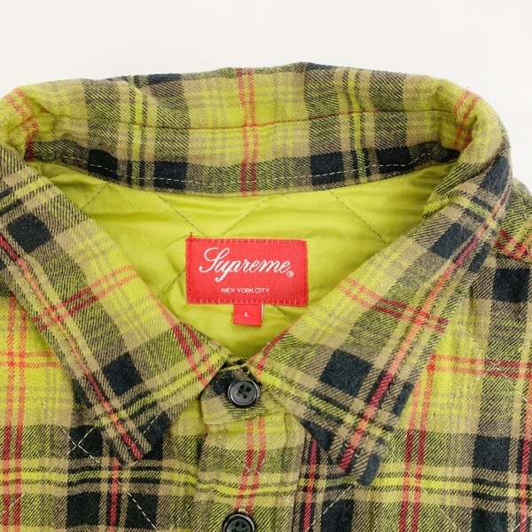 Supreme Quilted Plaid Flannel Shirt キルティング フランネル シャツ