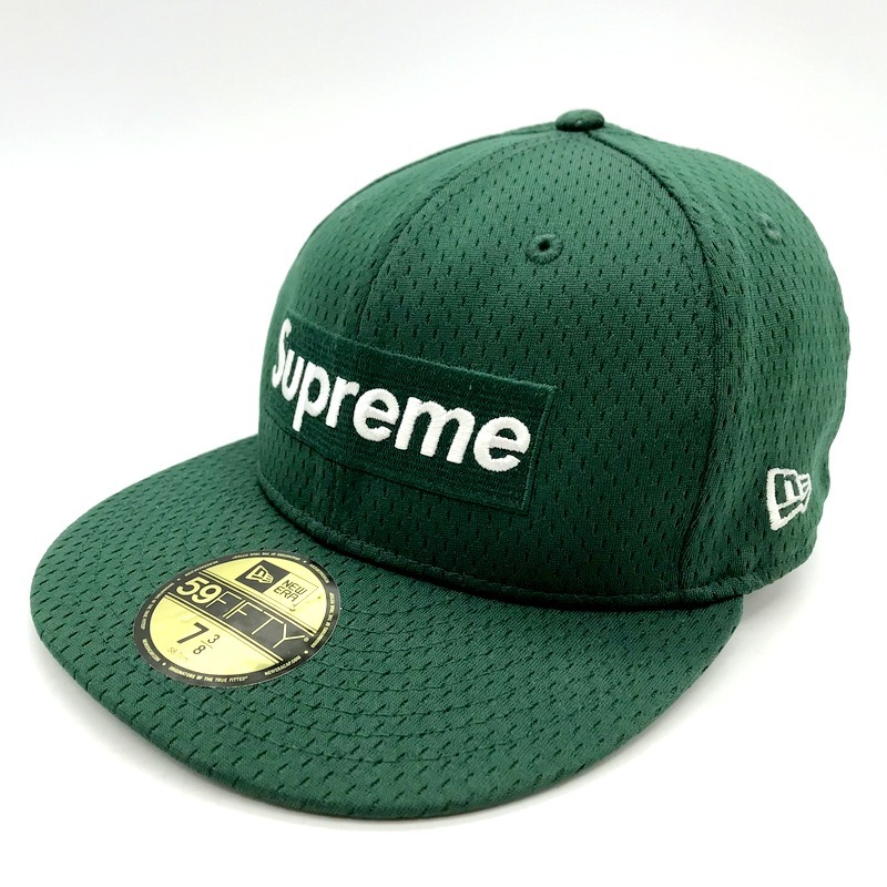 SUPREME × NEW ERA 18SS Mesh Box Logo メッシュ ボックス ロゴ キャップ 帽子 メンズ 7 3/8 グリーン系 シュプリーム 服飾小物 B2820◆