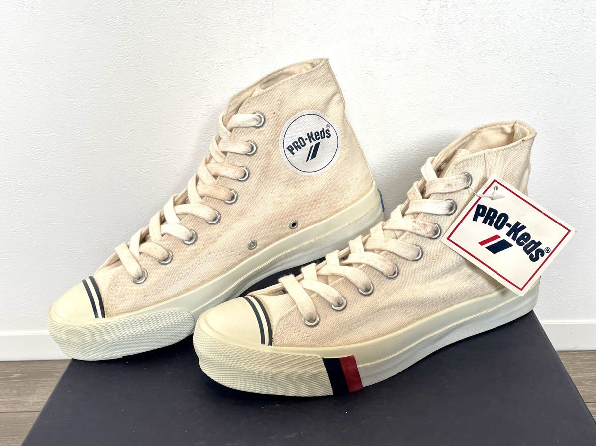 新品★PRO-Keds プロケッズ ROYAL AMERICA ロイヤルアメリカ コットンキャンバス ハイカットスニーカー 韓国製 白 6 1/2_画像1