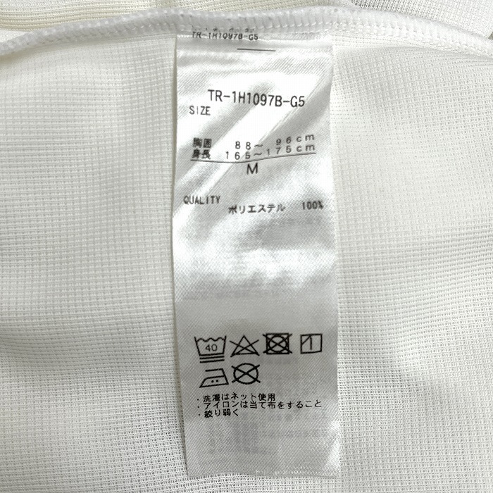 ティゴラ TIGORA ゴルフ ポロシャツ 半袖 ボタンダウン ロゴプリント プルオーバー ポリエステル100% M オフホワイト 白系×紺 メンズの画像5