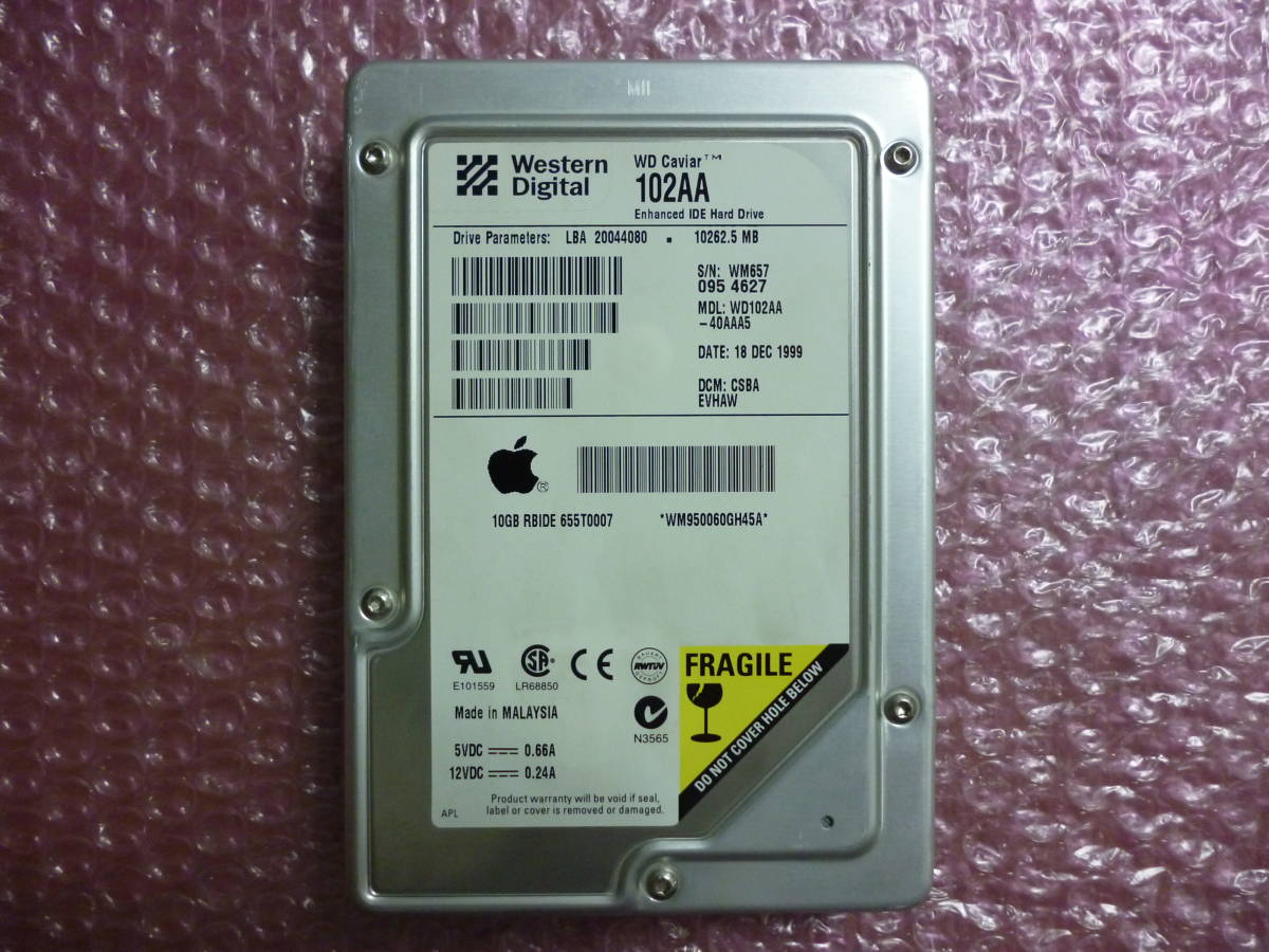 ★中古★Apple純正 Western Digital 102AA WD102AA 10GB IDE接続 3.5インチ HDD ハードディスク フォーマット済 ATAPI iMac G3 PowerMac G4_画像1