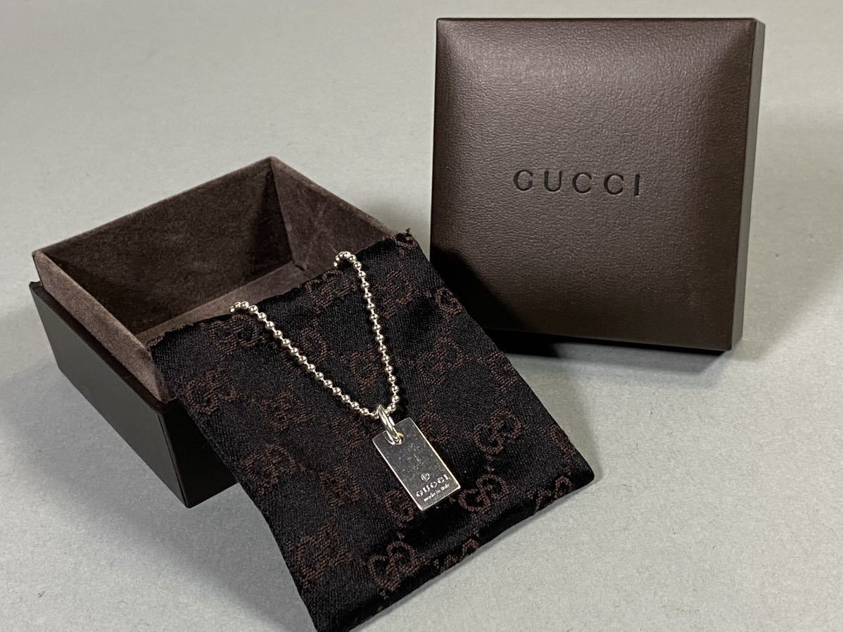 S230905-4【送料:全国一律520円】GUCCI グッチ ブレスレット シルバー 925 プレート ボールチェーン 約7cm 箱/布袋付_画像1