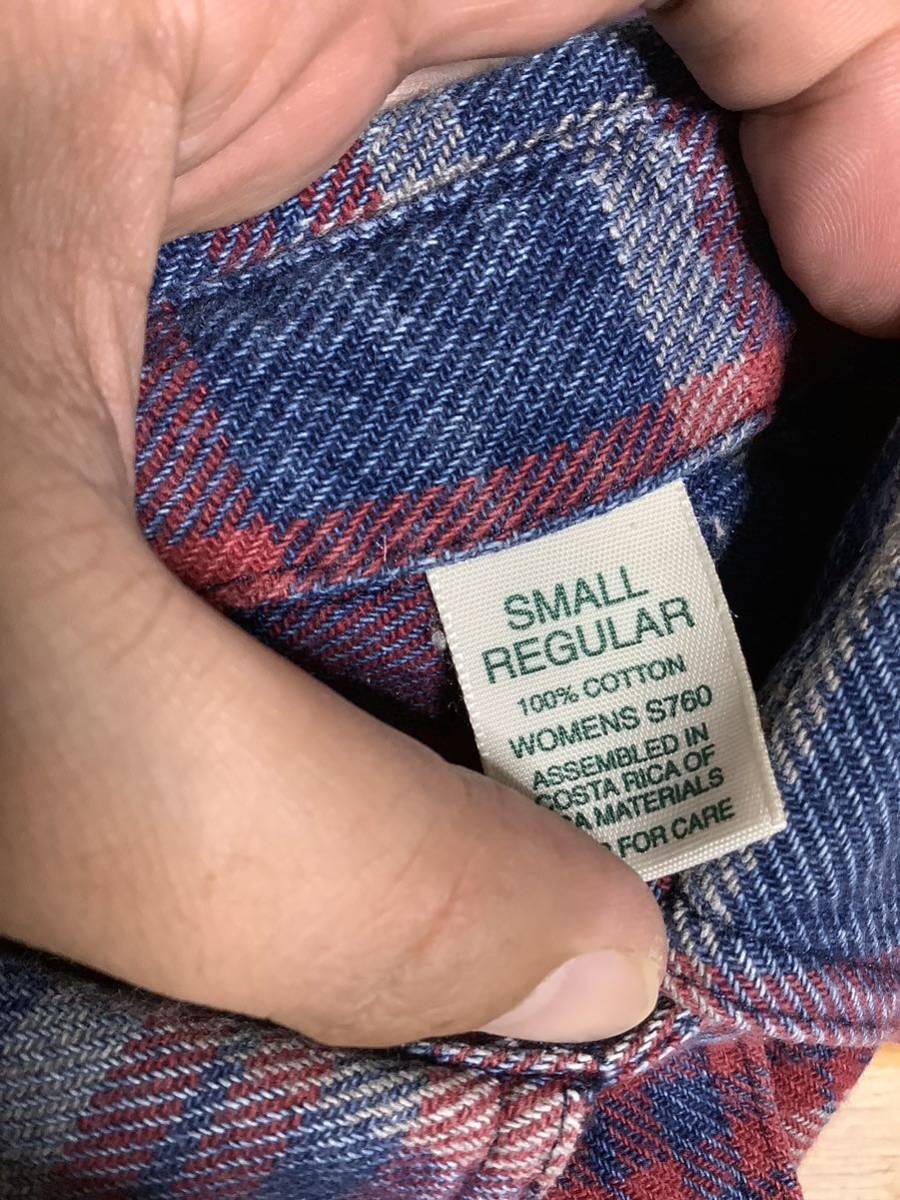 こ1251 L.L.Bean エルエルビーン チェック 長袖シャツ ネルシャツ S レディース オールド REGULAR ボタンダウン レッド/インディゴ_画像3