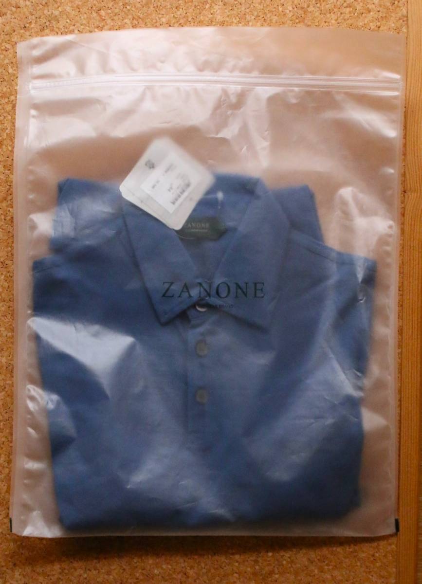  unused Italy ZANONE The no-ne ice cotton long sleeve Polo a little gray .... blue 44 size price 41,800 jpy 