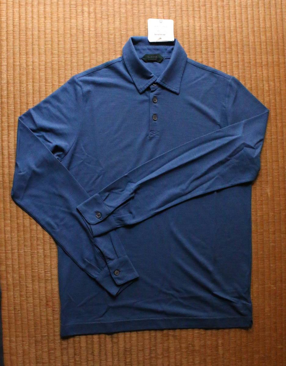  unused Italy ZANONE The no-ne ice cotton long sleeve Polo a little gray .... blue 44 size price 41,800 jpy 