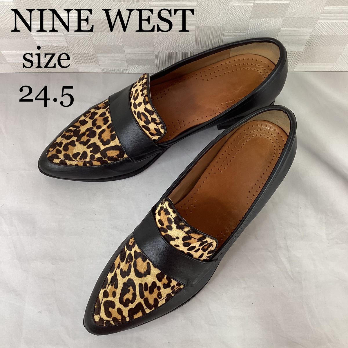 Yahoo!オークション - NINE WEST ナインウエスト ハラコレオパード柄 フ...