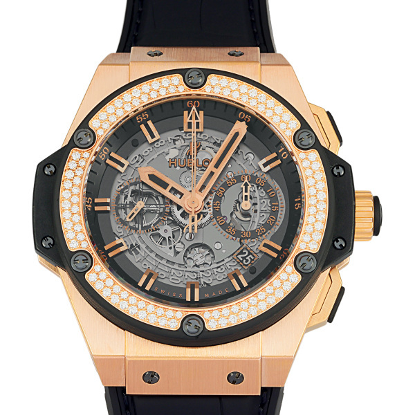 ウブロ HUBLOT キングパワー ウニコ キングゴールド ダイヤモンド 701.OX.0180.RX.1104 グレー文字盤 中古 腕時計 メンズ_画像1