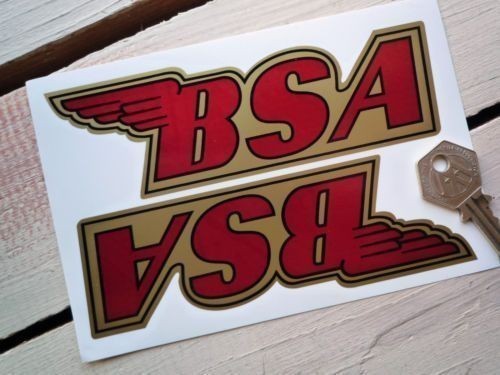 ◆送料無料◆ 海外 BSA レッド & ゴールド カット 150mm 2枚セット ステッカーの画像1
