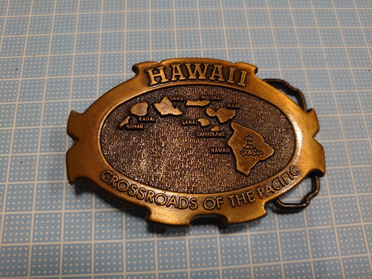 ●HAWAIIハワイ/カナダ製ビンテージブラスベルトバックル