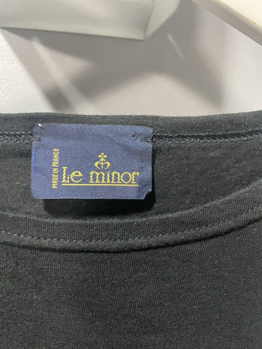 Le minorルミノア半袖カットソーTシャツ黒ロゴトップスフランス製