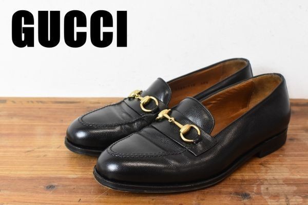 MN BQ0011 美品 GUCCI グッチ オールレザー ビットローファー 金具