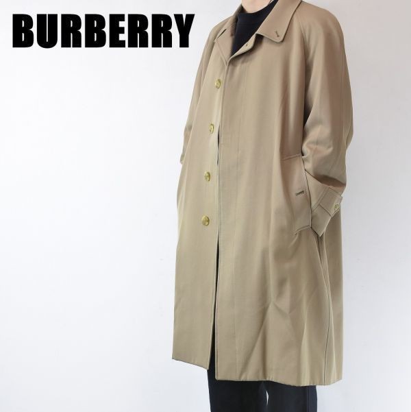 MN BC0003 英国 England製 BURBERRY LONDON バーバリー メンズ ロング トレンチ チェスターコート ジャケット ライトベージュ BURELLA_画像1