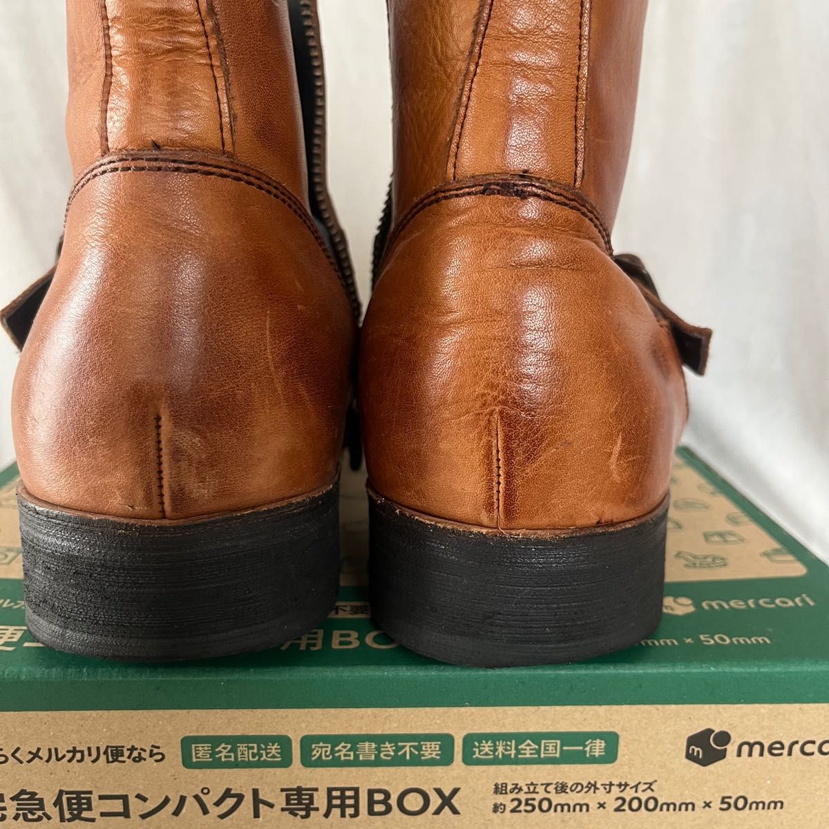 【訳あり】革ブーツ　ヒロミチナカノ　茶色　26.5センチ サイドゴアブーツ ショートブーツ ブラウン ショート ブーツ　メンズ　男