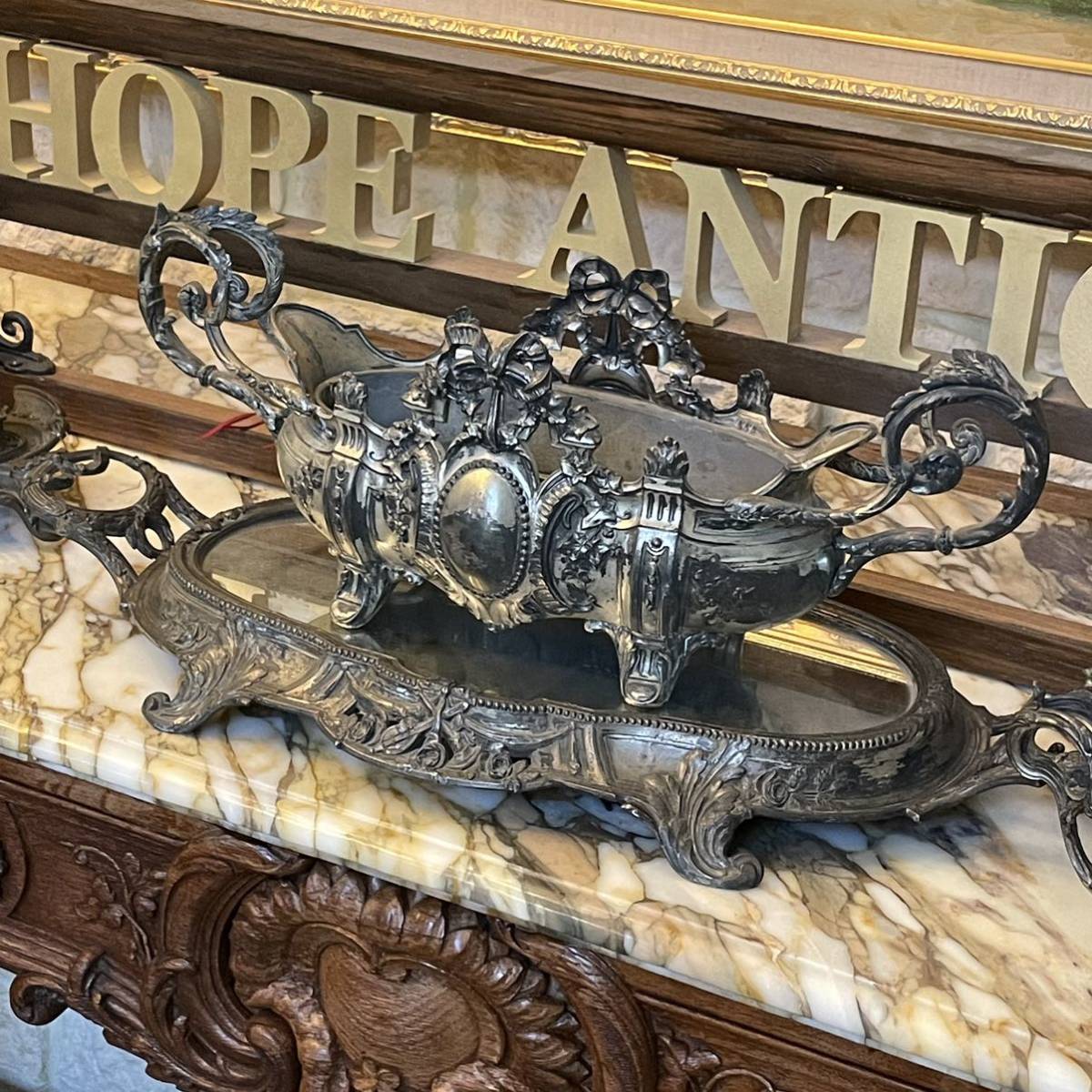 フランスアンティーク　ジャルディ二エール　大型　ミラートレー　アンティーク　花器　ルイ15世様式　ロココ様式　ルイ16世様式