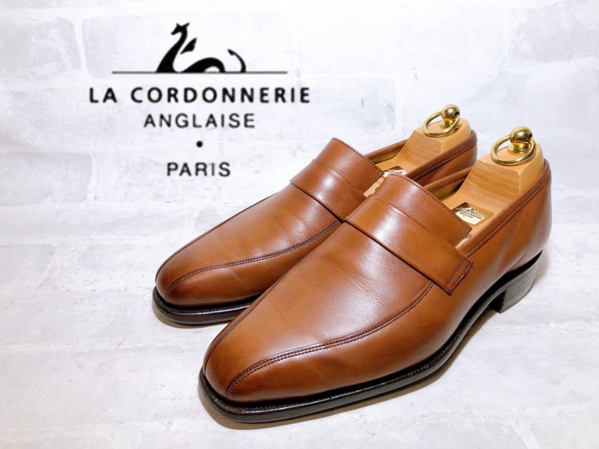  France made [ valuable ]korudonli* Anne gray z high class leather Loafer original leather tea UK6.5E( approximately 25cm)