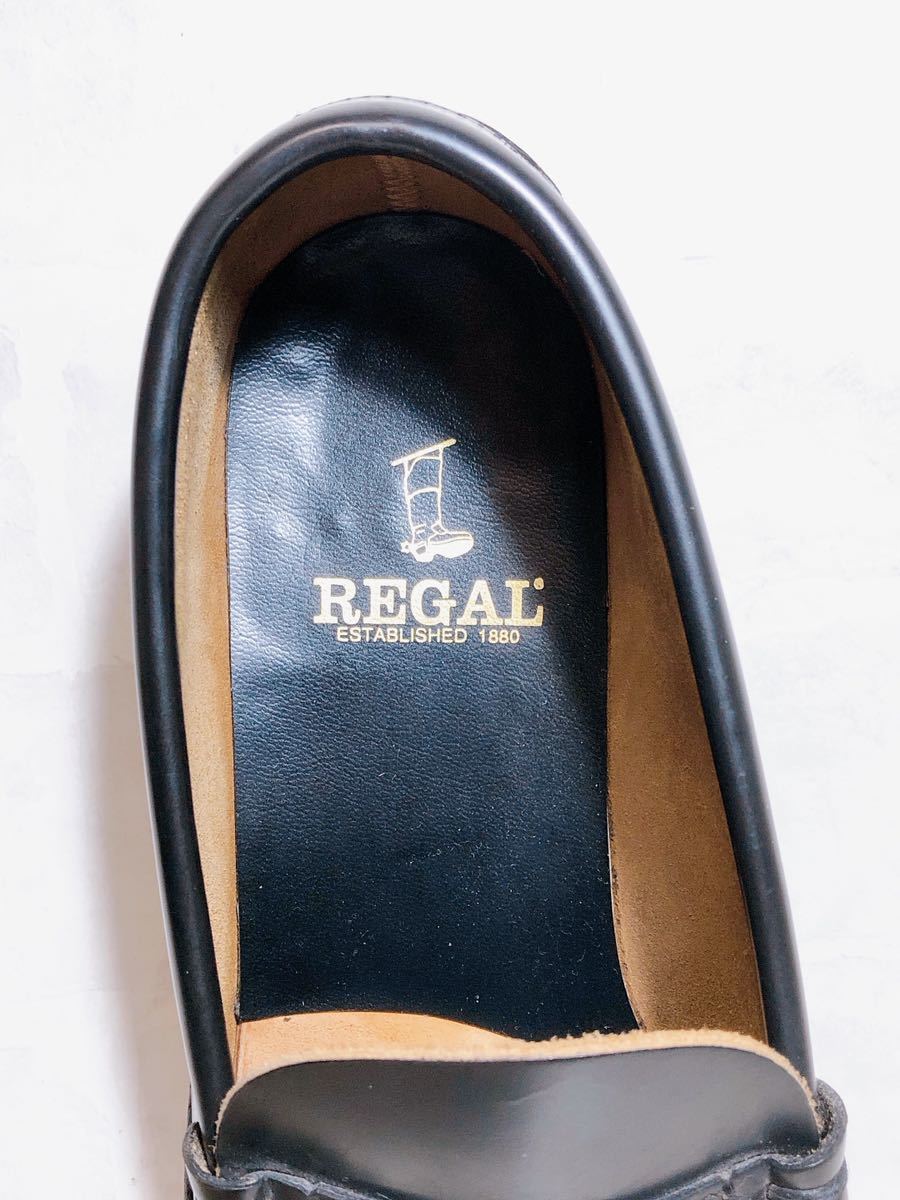 数回着【極美品】REGAL リーガル 上質 コインローファー 本革 レザー ビジネスシューズ 黒 24EEcm メンズ 紳士靴