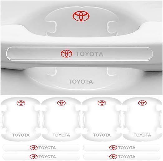 トヨタ TOYOTA ドアハンドル プロテクター（赤ロゴ） 8ピース シリカゲル材質 ドアガード　⑥_画像1