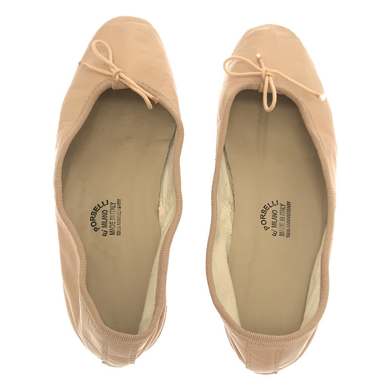 E.PORSELLI /poruseliE | 100th anniversary ribbon Flat ballet shoes | beige | lady's 