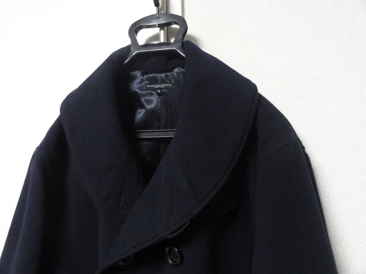 22FW ENGINEERED GARMENTS LH Pea Coat Polyester Fake Melton Navy エンジニアードガーメンツ ピーコート ネイビー S_画像2