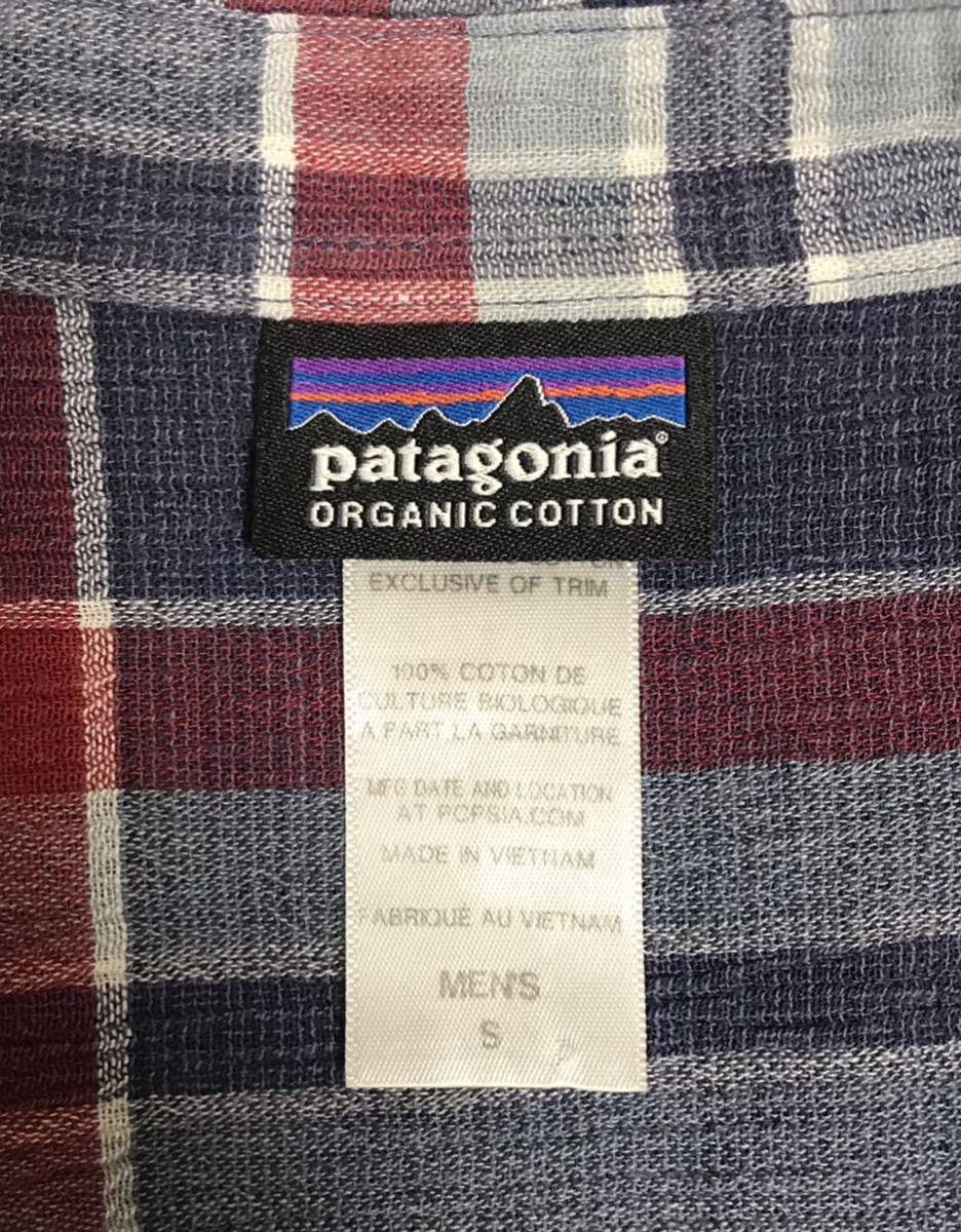 送料無料 PATAGONIA パタゴニア SP14 ORGANIC COTTON オーガニック コットン シャツ チェックシャツ シアサッカー 半袖 替えボタン付き Sの画像3