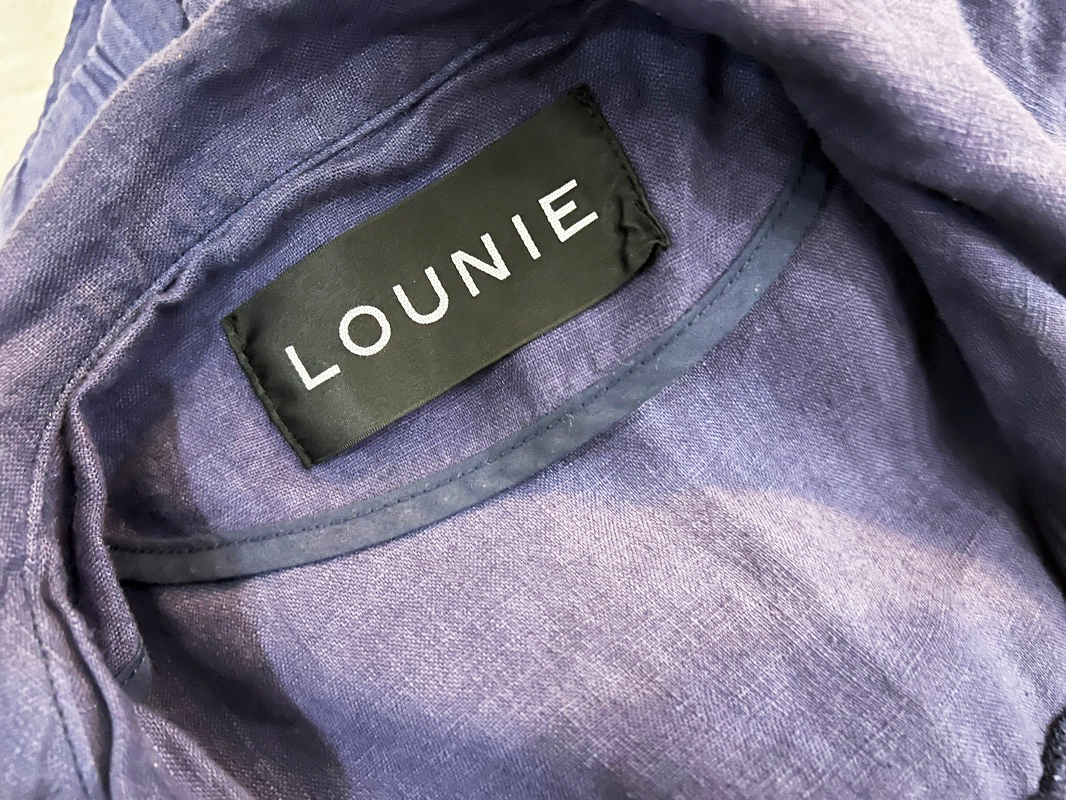 *LOUNIE/ Lounie linen объем лучший темно-синий размер 38(M соответствует ) женский лучший casual USED хорошая вещь *