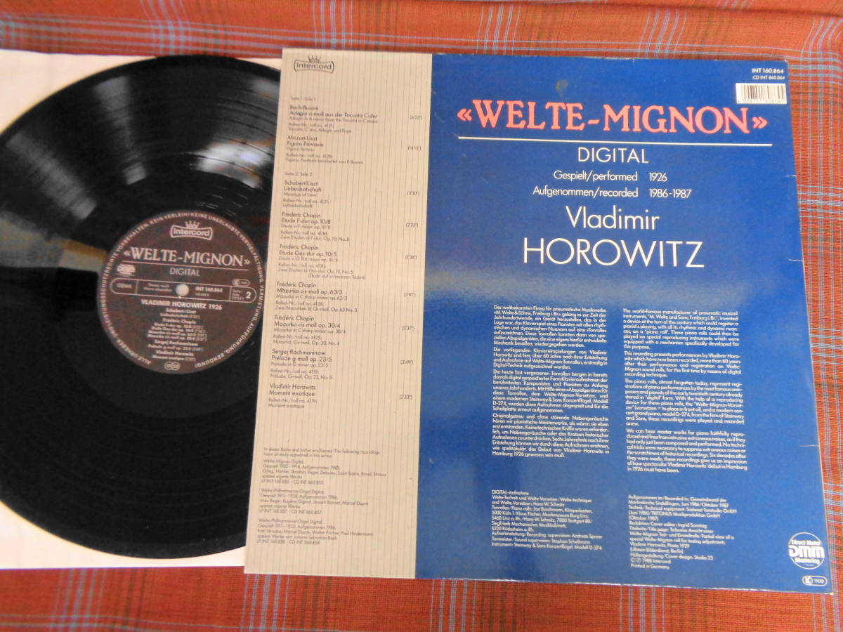 L#3754◆LP◆ ホロヴィッツ - ヴェルテ・ミニョン HOROWITZ Welte-Mignon Digital 独盤 Intercord INT 160.864の画像3