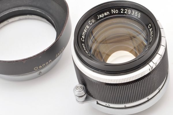 CANON LENS 50mm F1.8 Hood キヤノン レンズ Lマウント L39 フード 革