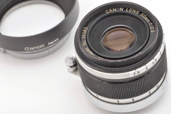 CANON LENS 50mm F2.8 キヤノン レンズ Lマウント L39 フード キャップ