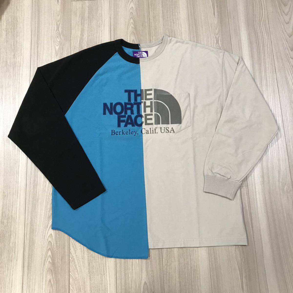 新しく着き THE NORTH Tシャツ ロンT ロゴ リメイク ドッキング