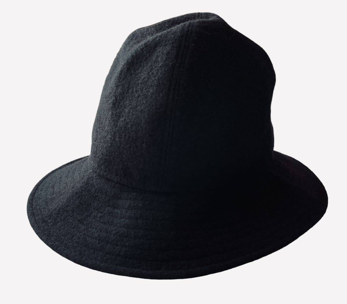 美品!! 名作!! 12AW Yohji Yamamoto Pour Homme HAT HD-H09-101 ヨウジヤマモト プール オム ハット ブラック 黒 日本製 アーカイブモデルの画像1