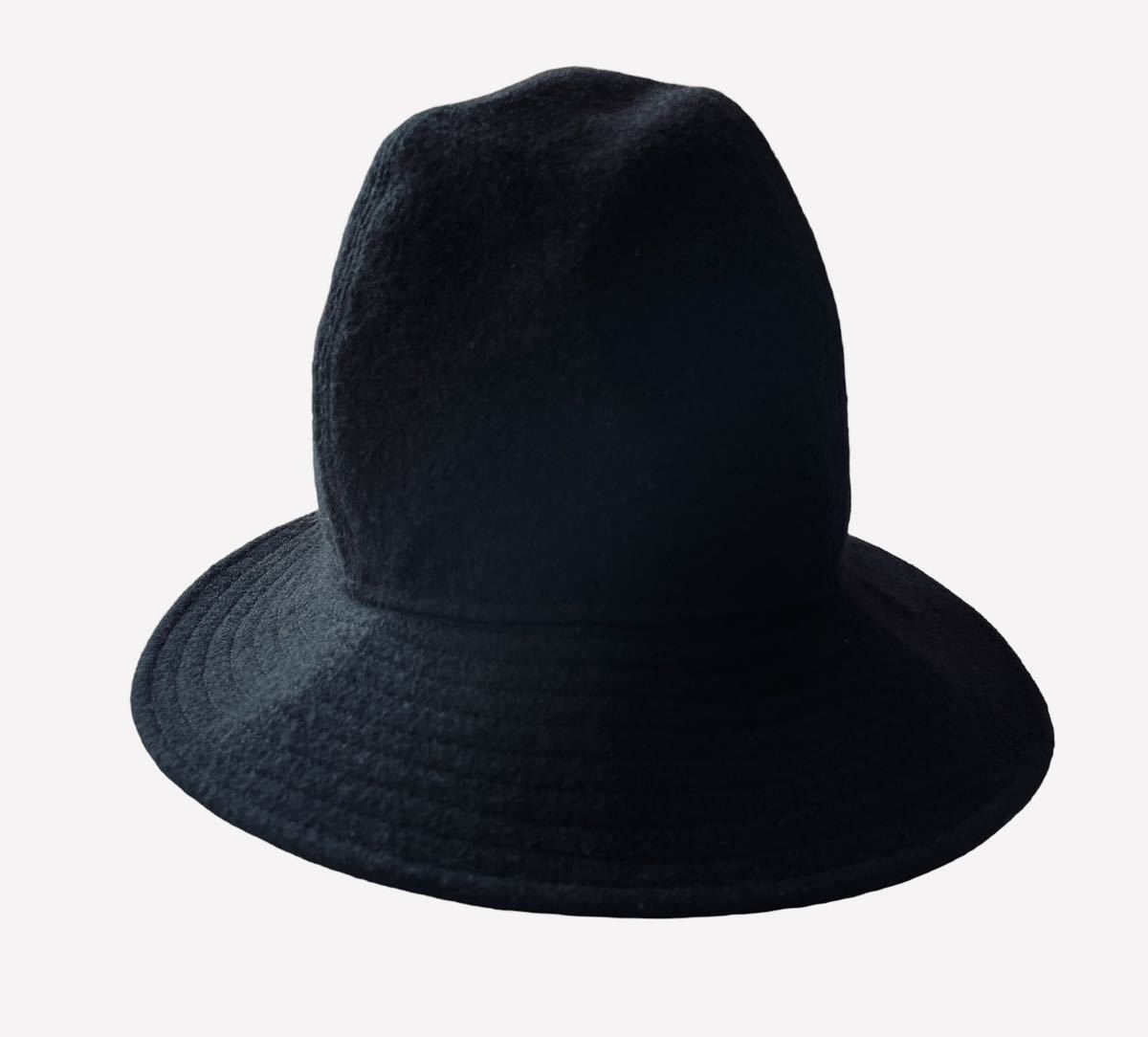 美品!! 名作!! 12AW Yohji Yamamoto Pour Homme HAT HD-H09-101 ヨウジヤマモト プール オム ハット ブラック 黒 日本製 アーカイブモデルの画像2