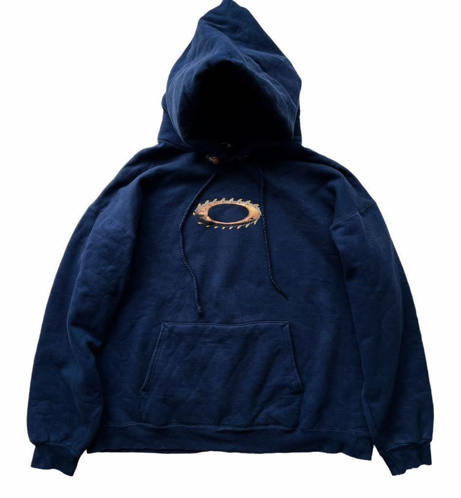 レア!! 名作!! 90s 00s OAKLEY LOGO PARKA NAVY オークリー スウェット パーカー ネイビー size L Y2K アーカイブ USA製 ビンテージ_画像1