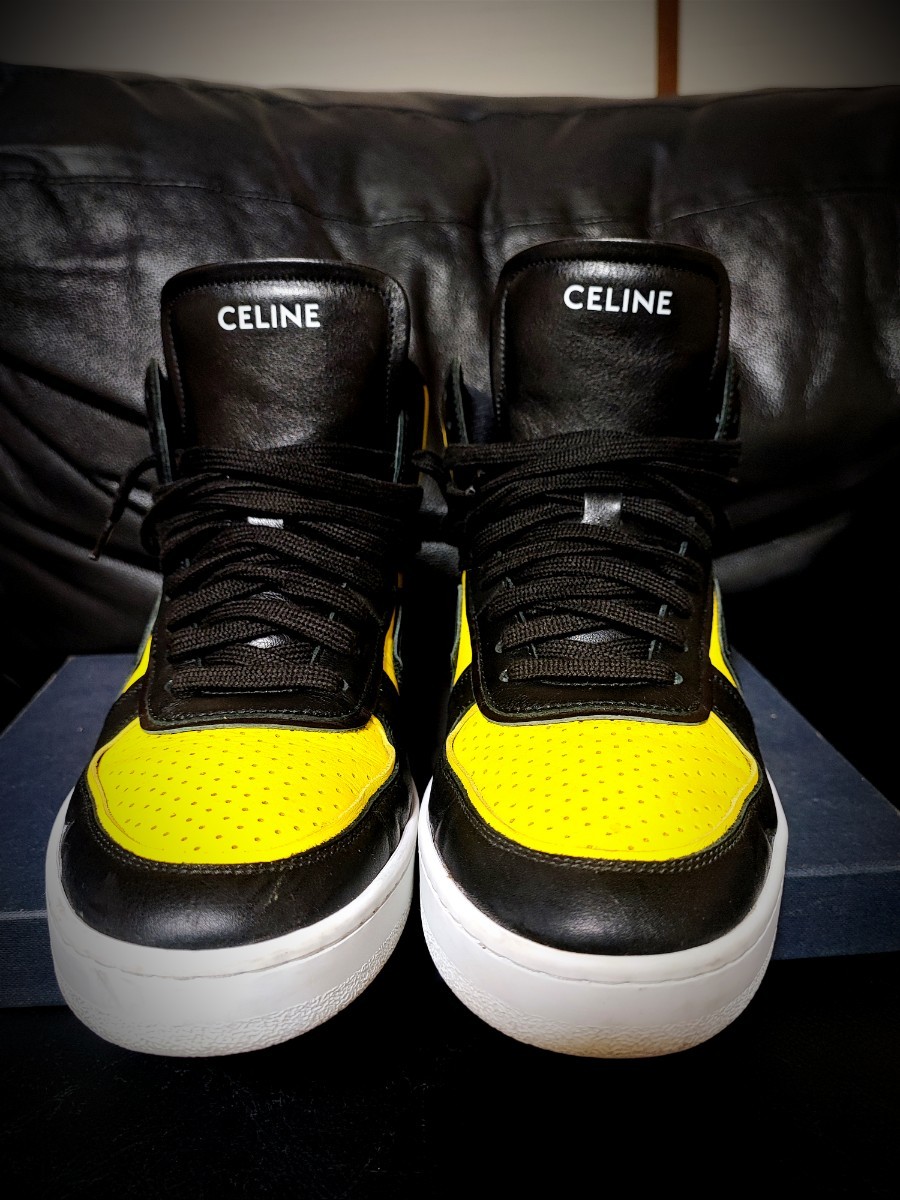 美品 CELINE セリーヌ スニーカー 靴 ハイカット HIGH レザースニーカー レザーシューズBTS kpopアーティスト御用達 定価13万 DUNK