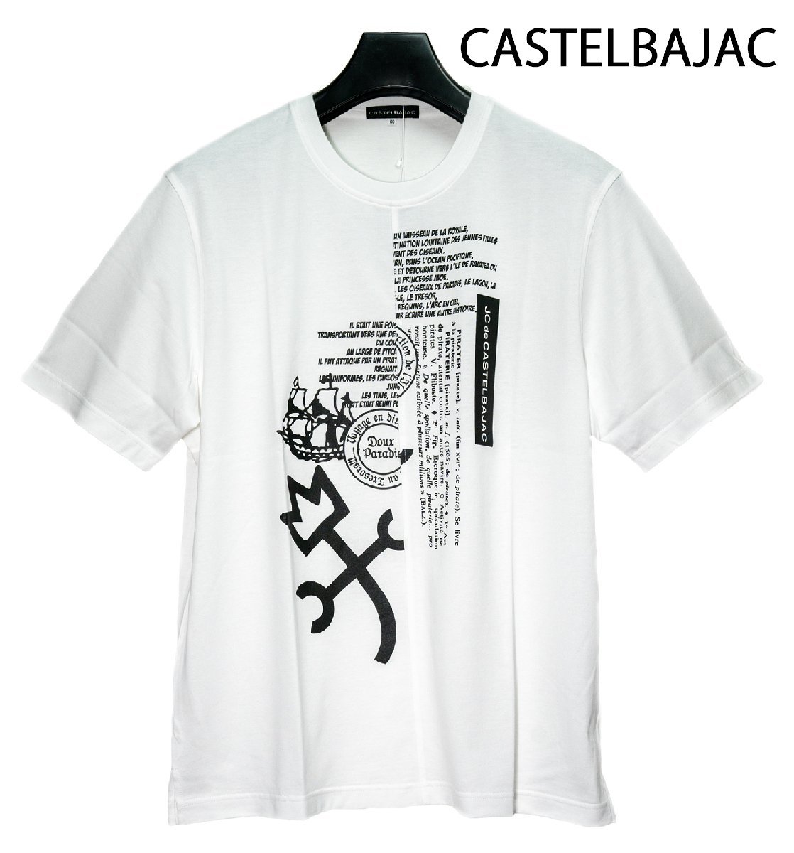 ★40％off★送料込み★カステルバジャックの大きな家紋とロゴの半袖Tシャツ　白(LL)6873