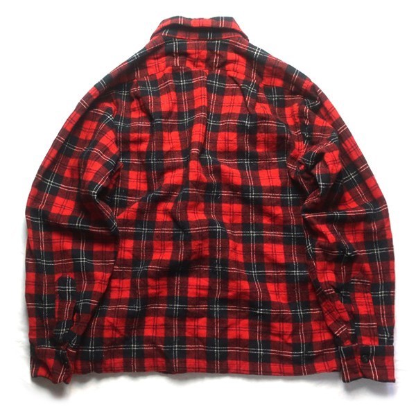 ヴィンテージ! 50s USA製 PENDLETON ペンドルトン チェック柄 オープンカラー 長袖 ウール ネルシャツ レッド ブラック 赤 黒 白 M メンズの画像2